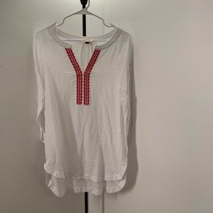 White Embroidered Sheer Blouse